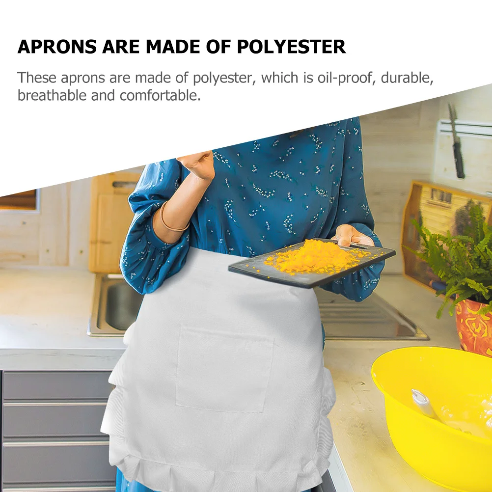 

2Pcs Lace Half-Length Chef Aprons Oil-Resistant Breathable Cooking Aprons for Home Kitchen Work Supplies in Black White