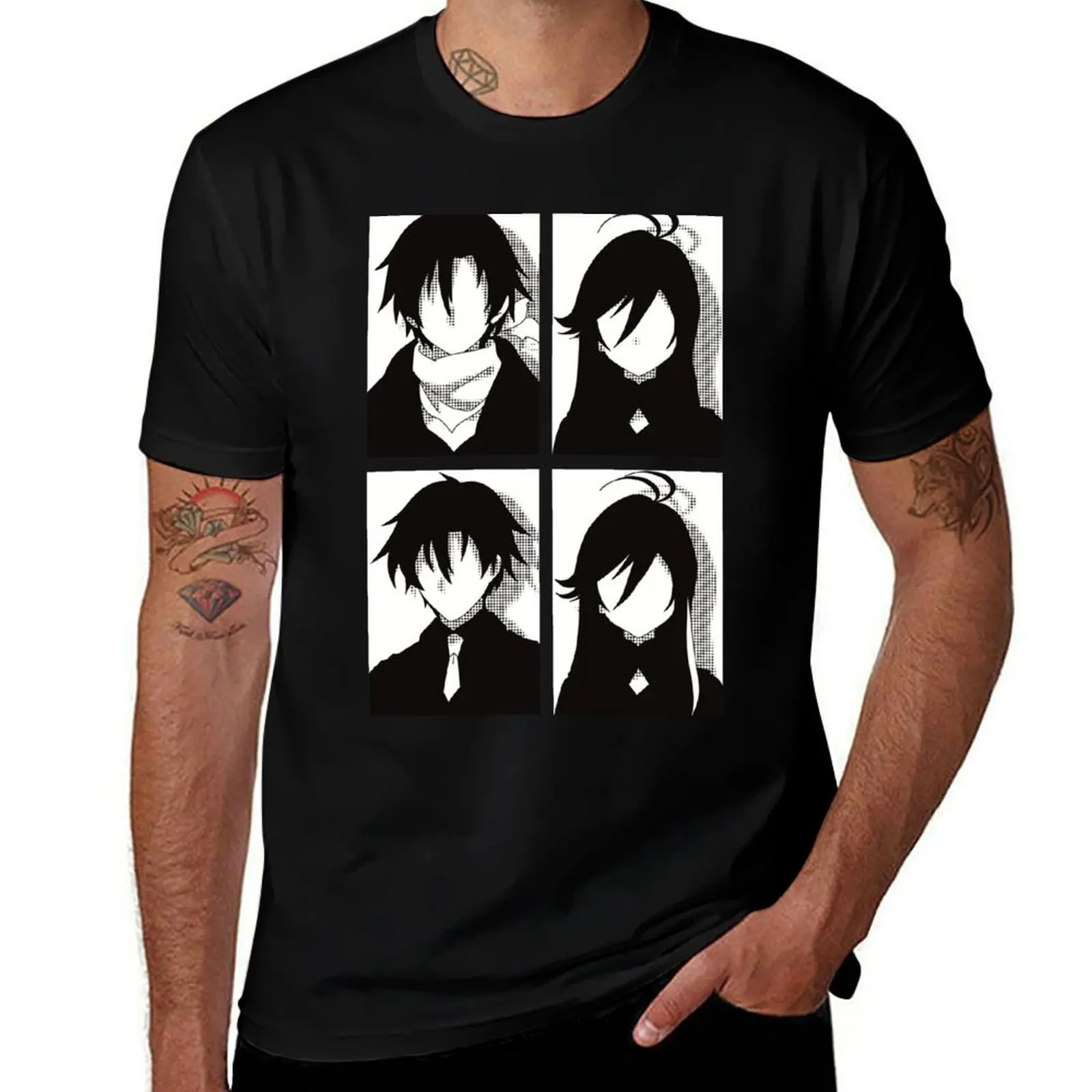 

86 or Eighty six anime merch All main character in black and white pop art minimalist design Shinei nouzen x Vladilena m T-Shirt