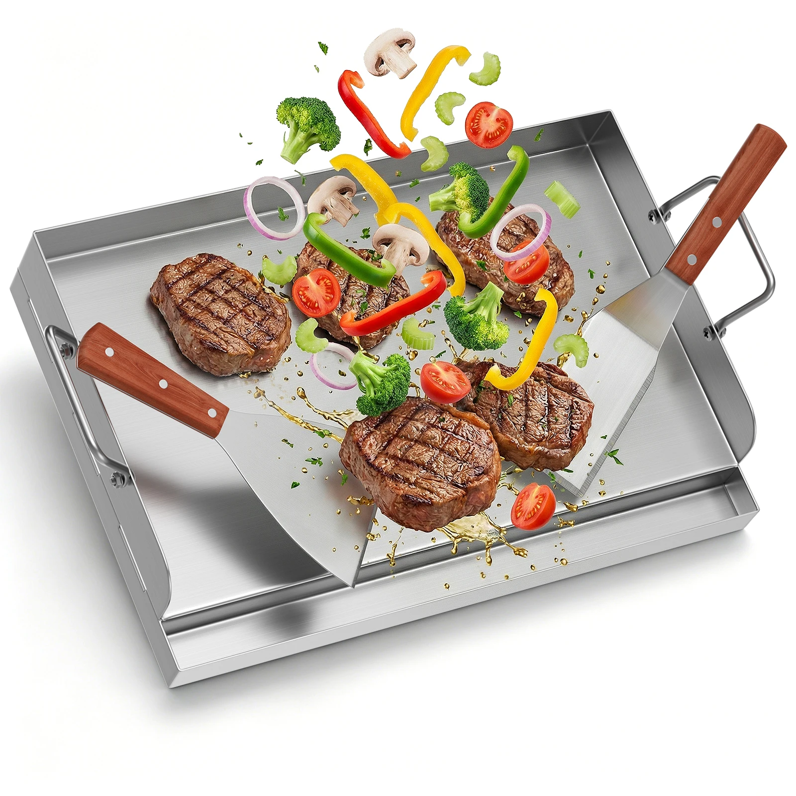 Edelstahl-Grillplatte Groß 54x41x8cm …