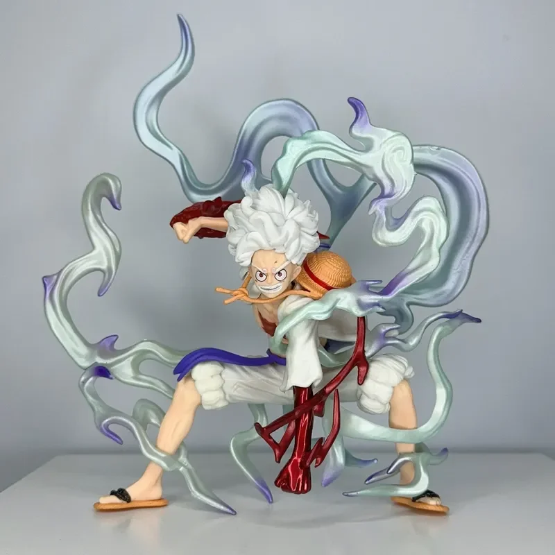 One Piece Nika Ruffy Five Gear Flame Actionfigur – Anime-Sammelmodell, Spielzeug, Kampfhaltung, Zubehör für Sammler