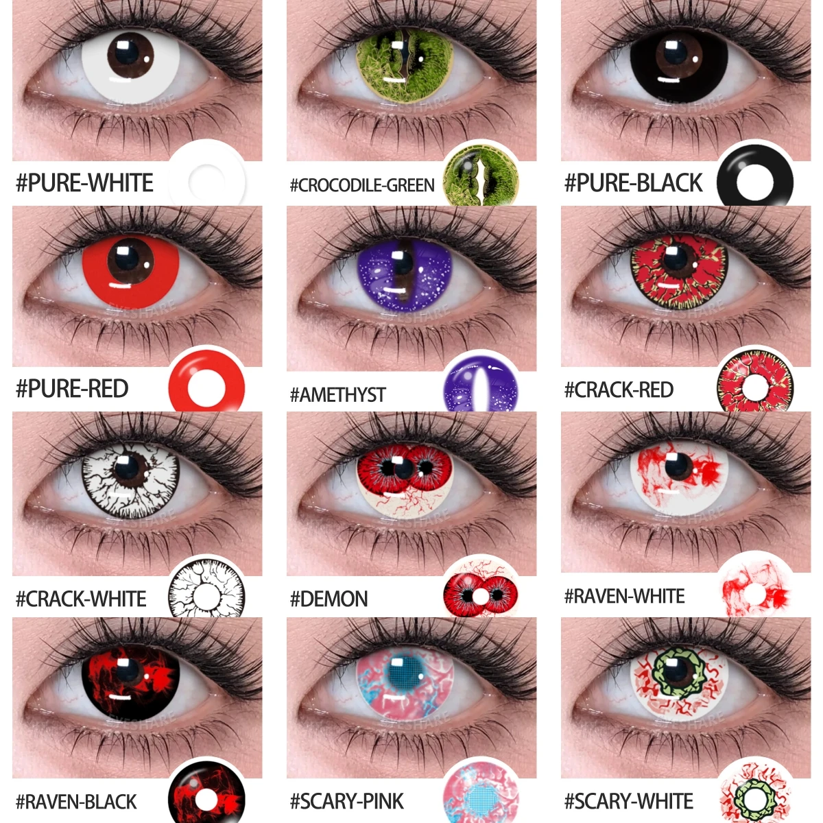 EYESHARE Anime-Zubehör Augenlinsen 1 Paar Cosplay Farbige Kontaktlinsen für Augen Verrücktes Halloween-Make-up Farbige Augenlinsen