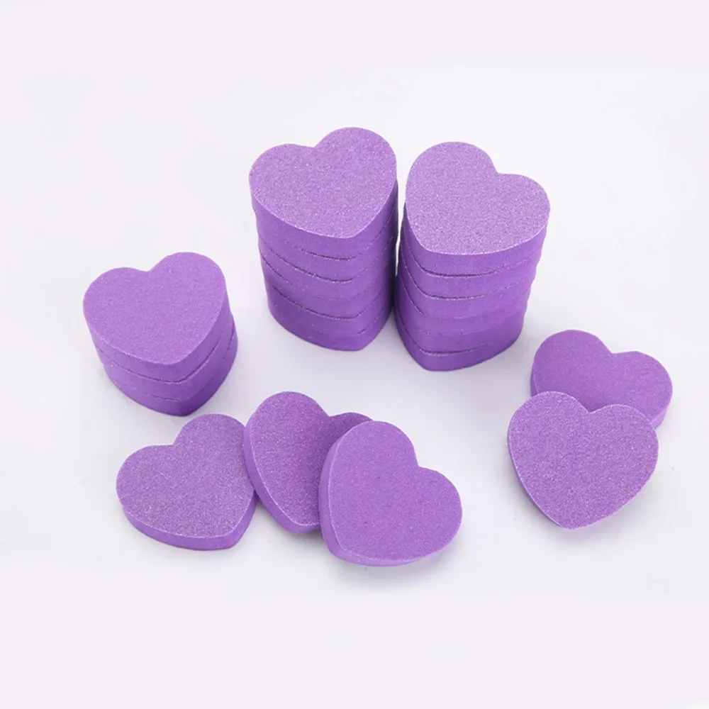 50 Pcs Heart Shape Mini Nail Buffer Block Double-Sided Professional Sponge Nail File 100/180 Grit Shaping and Smoothing