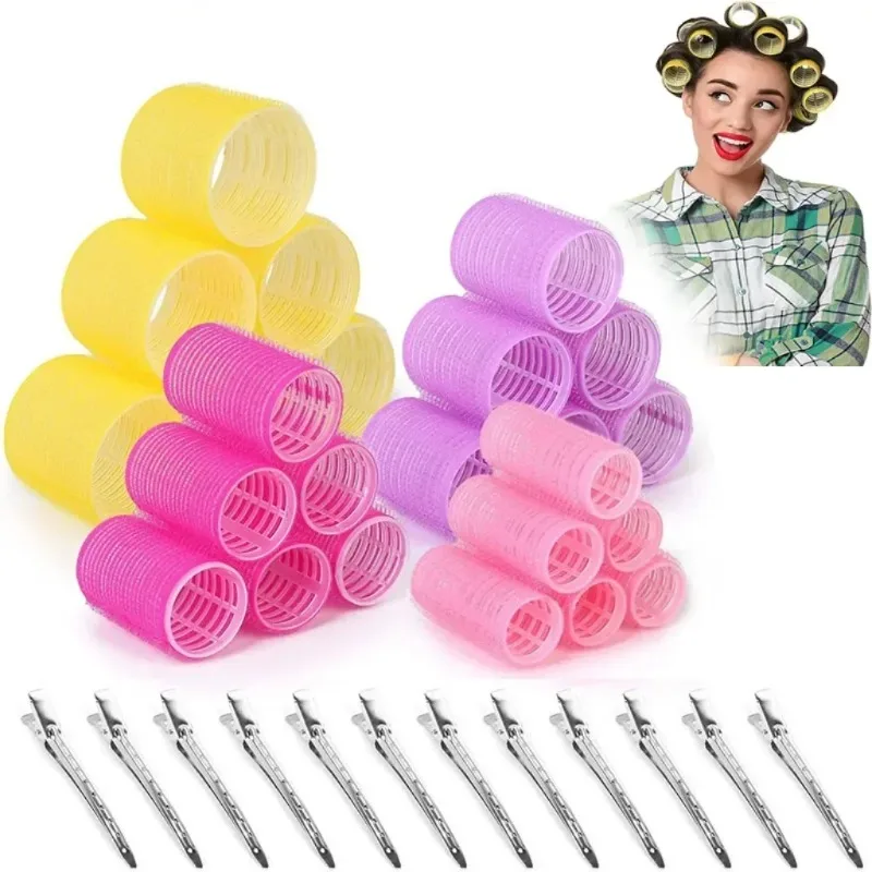 Self-Grip Hair Rollers Heatless Hair Curlers No Heat Hair Bangs Volume Self-adhesive Hook & Loop DIY Styling Tools