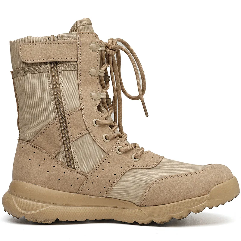 Botas de combate ultraligeras con cremallera para hombre y mujer, zapatos de escalada al aire libre transpirables, botas tácticas militares para