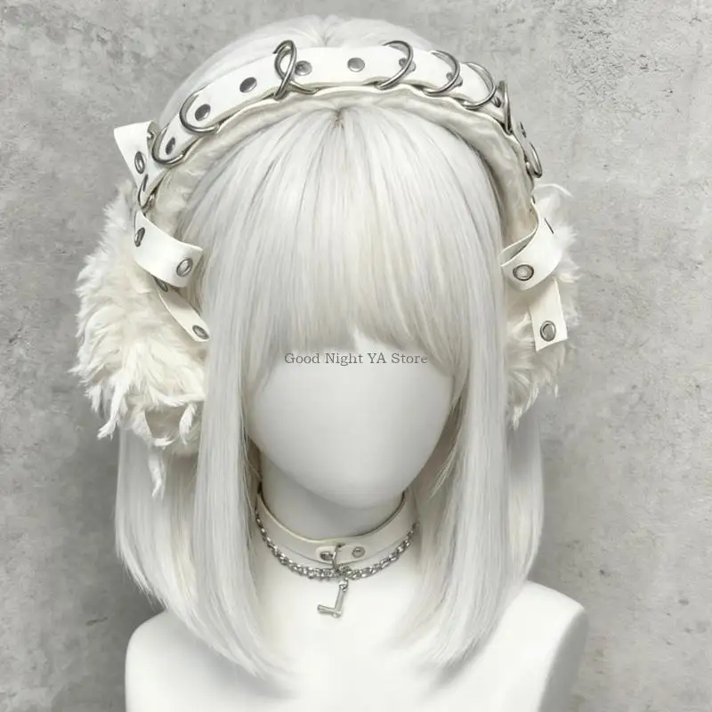  Punk Ear Covers with PU Patchwork Windproof Winter Ear Warmers Headband For Concerts Parties Daily Commute Or Cosplay