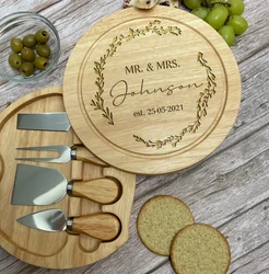 Custom Charcuterie Board, Personalised Cheese Board Set, Cute Gift for Couples, Wedding Gift Cheese Board Christmas Gift