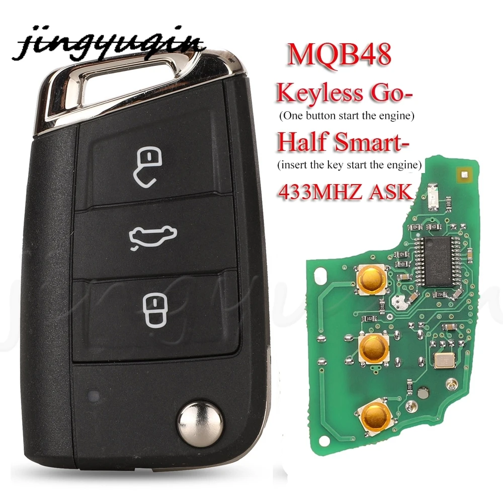 

jingyuqin Remote Car Key 434MHz MQB48 for VW Seat Leon Ateca Golf7 MK7 Touran Polo Tiguan Skoda Octavia 5G6959752AB BB 6V0959752