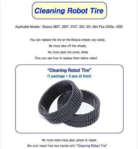 Резиновые Сменные шины премиум-класса для iRobot Braava Jet 240 241 244 320 380 381 и Mint 4200 4205, простая установка