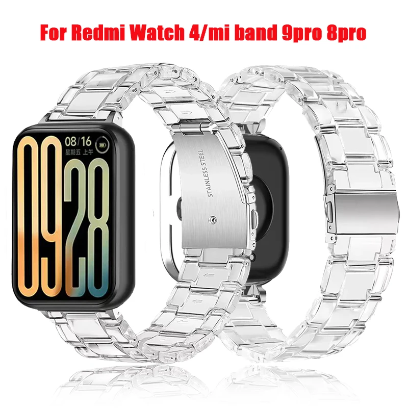 Transparentes Silikonarmband für Xiaomi Redmi Watch 4, Sport, austauschbares Armband, Correa für Mi Band 9 Pro/8 Pro Watchbad