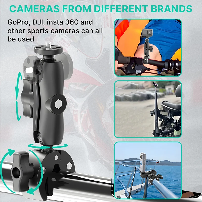 Camera Double Clip Camera Crab Clamp Motorcycle Bicycle Handlebar Clip Bracket For Insta360 One X2 X3 Sport Camera Accessories