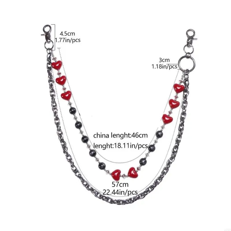 القلب مطرز السراويل سلسلة الشرير موضوع الجينز سلسلة الخصر مجوهرات للمراهقين الكبار #6