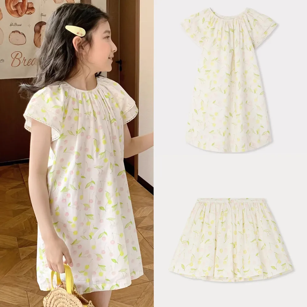 

kids clothes girls clothing summer girls dresses Cherry patterned French printed dress flower girl dress princess dress girls ﻿