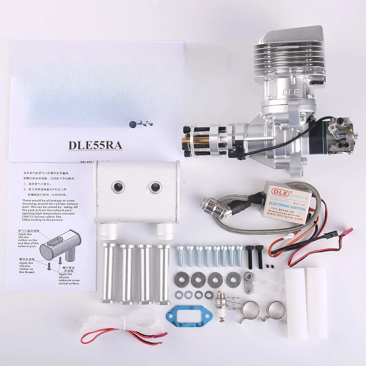 

Original DLE 55CC DLE55RA Single Cylinder Two-stroke Engine with Rear Exhaust for RC Airplane