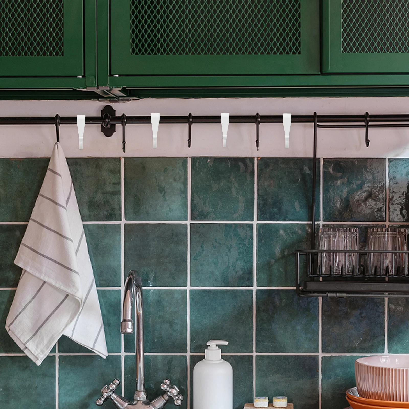 

6pcs Plastic S White Kitchen Heavy Duty For Hanging Cabinet Door Organizer Utility Hooks Small Hooks Kitchen Hook