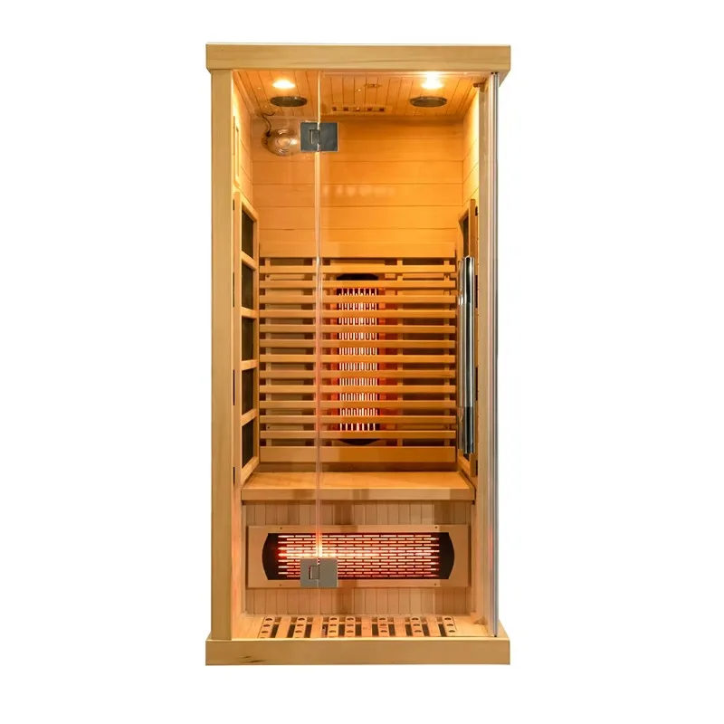 Customized Single Person Indoor Far Infrared Sauna Cabin Hemlock Wood Full Spectrum Heater Low EMF Home Sauna Room