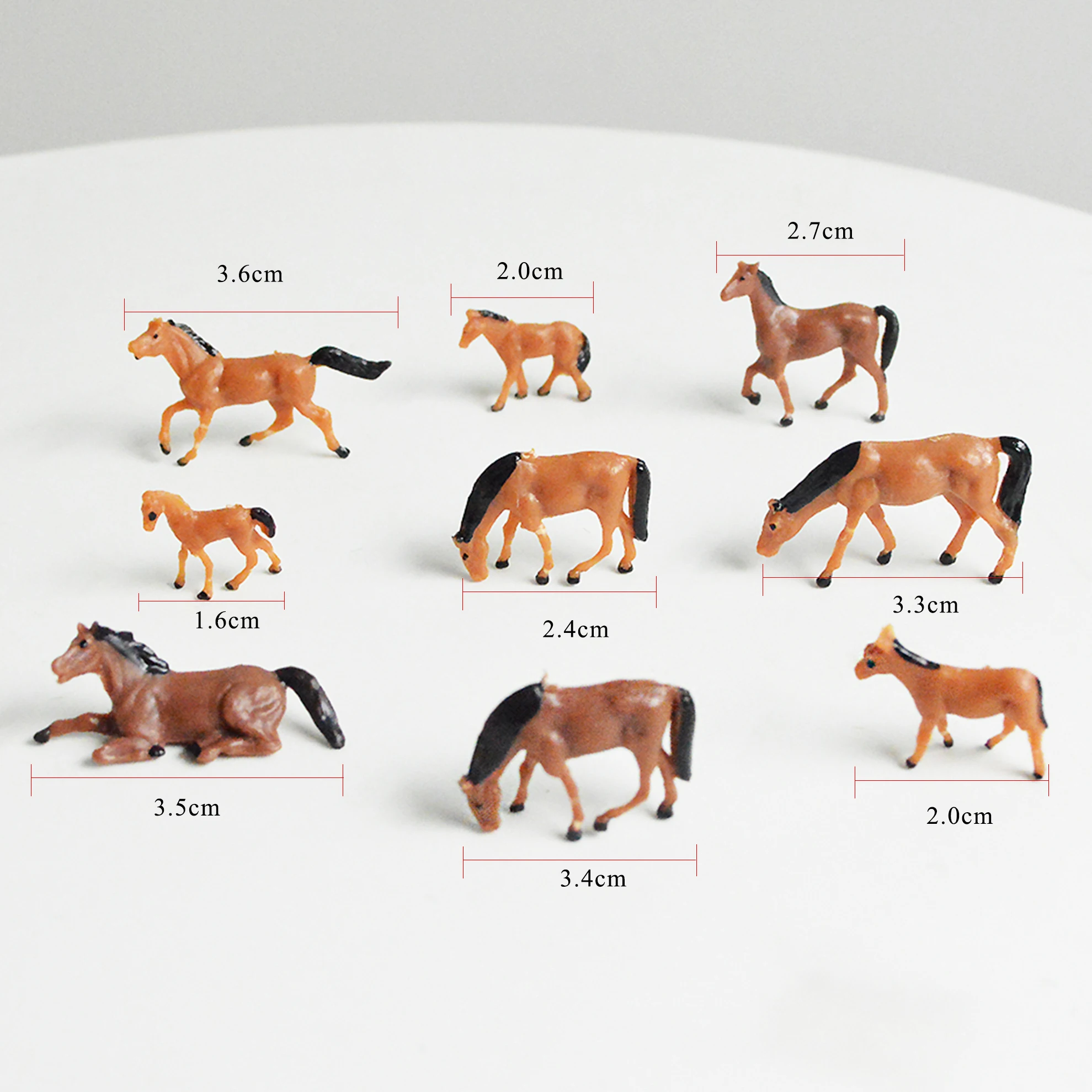 Animaux peints à l\'échelle 1:87, modèle de cheval, ferme, table de sable, mise en scène de scène, matériaux de bricolage, kits de diorama, 12