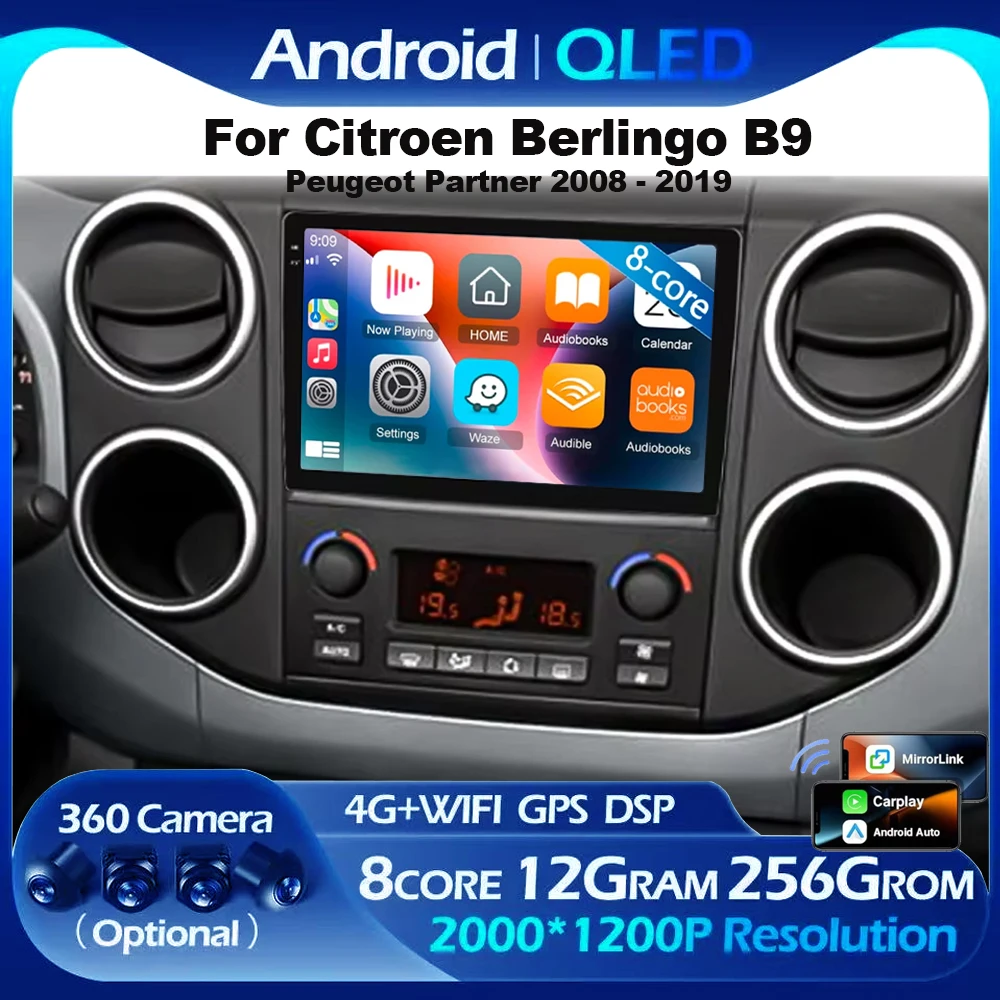 

Car Radio Android 14 For Citroen Berlingo B9 Peugeot Partner 2008 - 2019 wireless CarPlay Auto 4G No 2 din 2din DVD