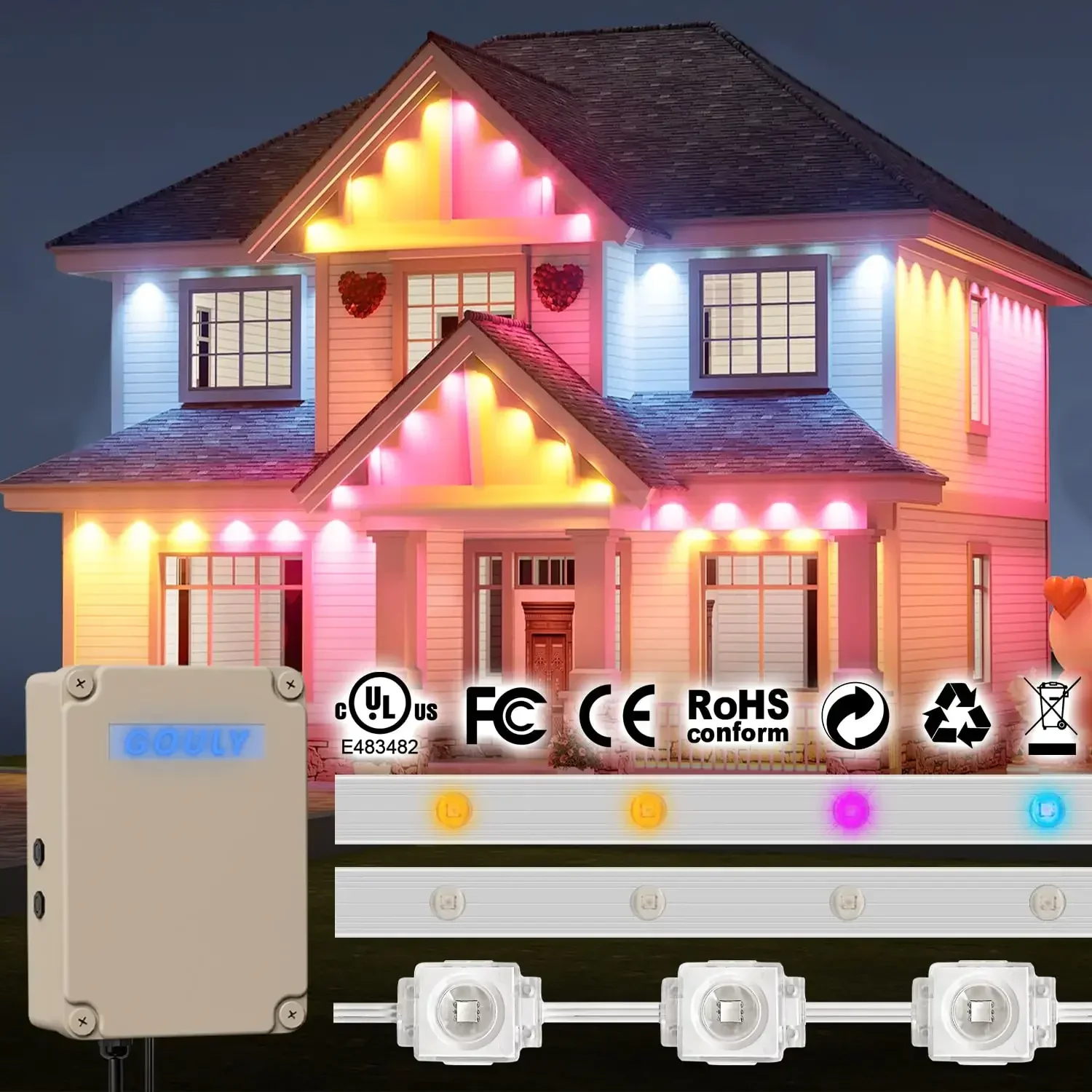 Gouly Aluminiumschiene Permanenthaus Lichter 36V Set IP68 RGBW LED RGBic Permanent Weihnachts-Außenleuchten