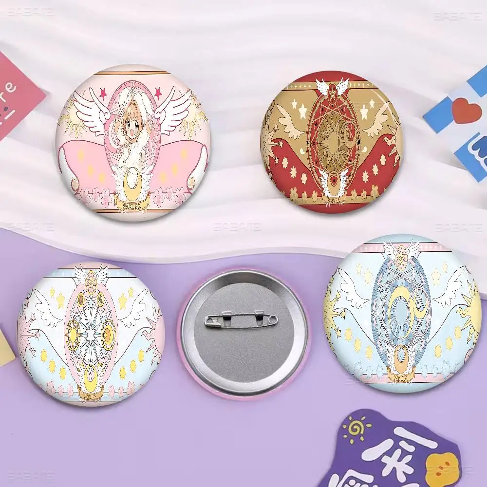 Cardcaptor Anime Sakura 58mm Cute Anime Figure Icon Badge Handmade Tinplate Brooch for Backpack Clothes Chest Ornament Gifts