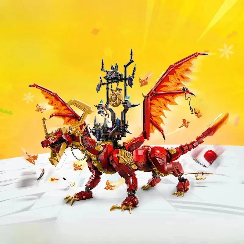 1716 partículas serie creativa ornamento fuente vigorosa dragón con trono niño ensamblado juguete de bloques de construcción regalo de cumpleaños 71822