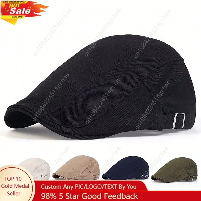 

Men Light Board Solid Color Berets Newsboy Caps Hip Hop British Painters Hats Spring and Summer Adjustable Flat Cap