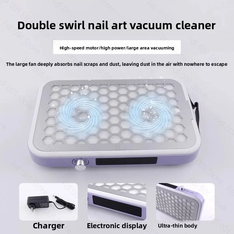 Dual Turbine Brushless Nail Dust Vacuum Cleaner Quiet High Power for Salon