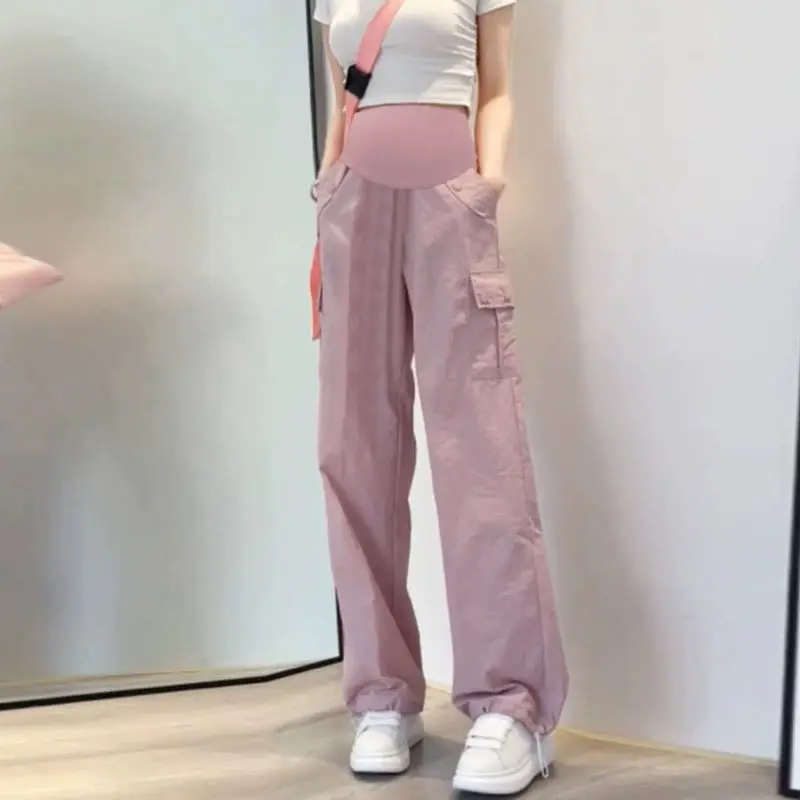 

Pregnant women's pants new summer thin M-4XL outer wear early pregnancy oversized wide leg workwear pants pregnancy pants summer