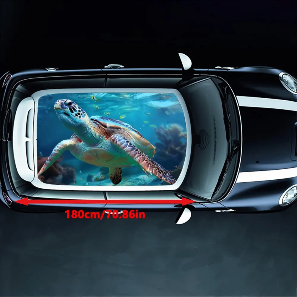 Sea Turtle Swimming Underwater Car Roof Sticker Wrap Racing SUV Auto Accessories Packaging PVC Car Hood Graphic Decal Decoration