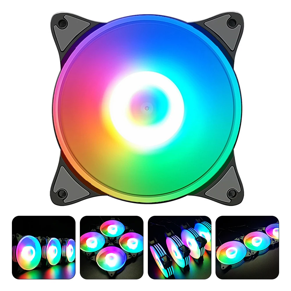 

12Cm Cooling Fan Rgb Colorful Lamp Beads Desktop Chassis Radiator Durable Computer Cooler For Cpu Heat Sink Silicone
