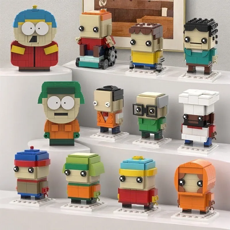 

MOC Hot Game Animated Figure Park South Building Blocks Kits Kyle and Cartman Cartoon Doll Model Kids Assembly Toy Birthday Gift