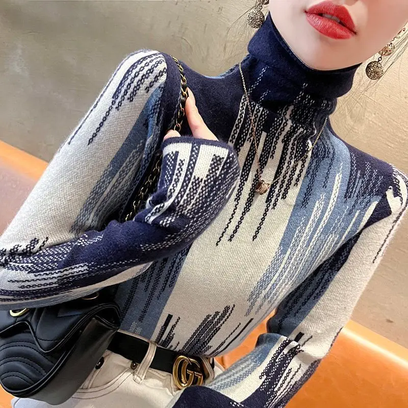 سترة نسائية بياقة مدورة لخريف وشتاء بقصة ضيقة وأكمام طويلة متماسكة لتقليل العمر بلوفر تنحيف أنيق كاجوال #4