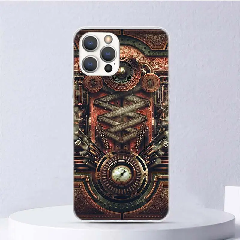 Steampunk Gear Mechanical Soft Case For iPhone 16 15 Plus 11 12 13 Mini 14 Pro Max Apple Phone Cover X XS XR SE 7 8 SE Coque 11 