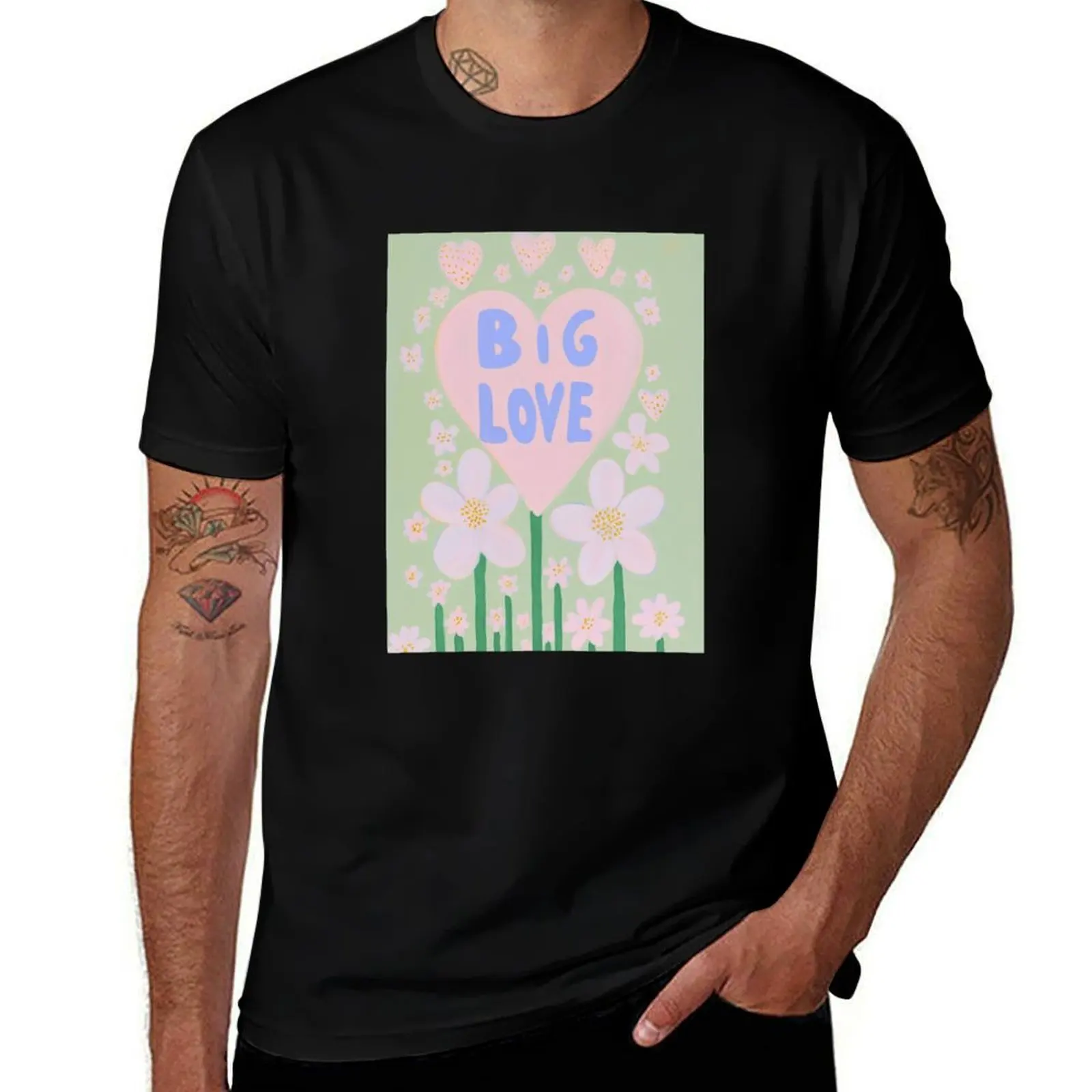 

Big love with flowers T-Shirt oversized blacks blue archive mens designer clothes