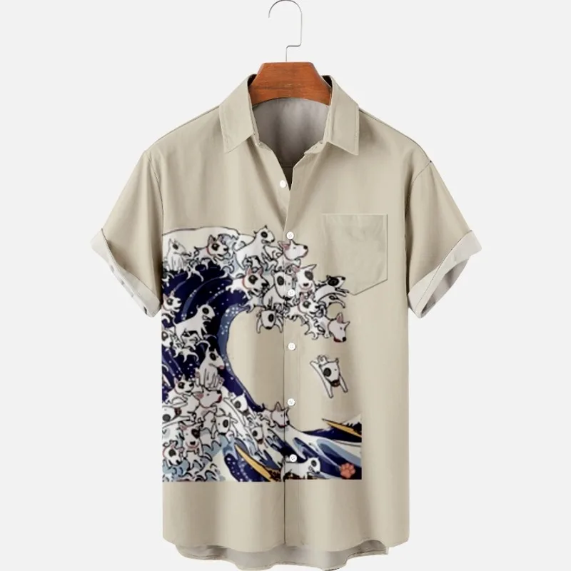 Camisas de manga corta de verano para hombres, camisas originales con estampado de tendencia étnica, Tops 015, 2022