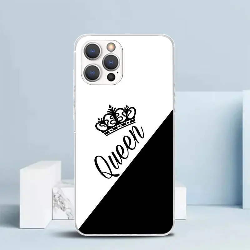 Lovers King Queen Phone Case For IPhone 16 15 14 13 12 11 Pro Max Mini XR XS X 7 Plus 8 + SE 2020 Soft TPU Back Cover