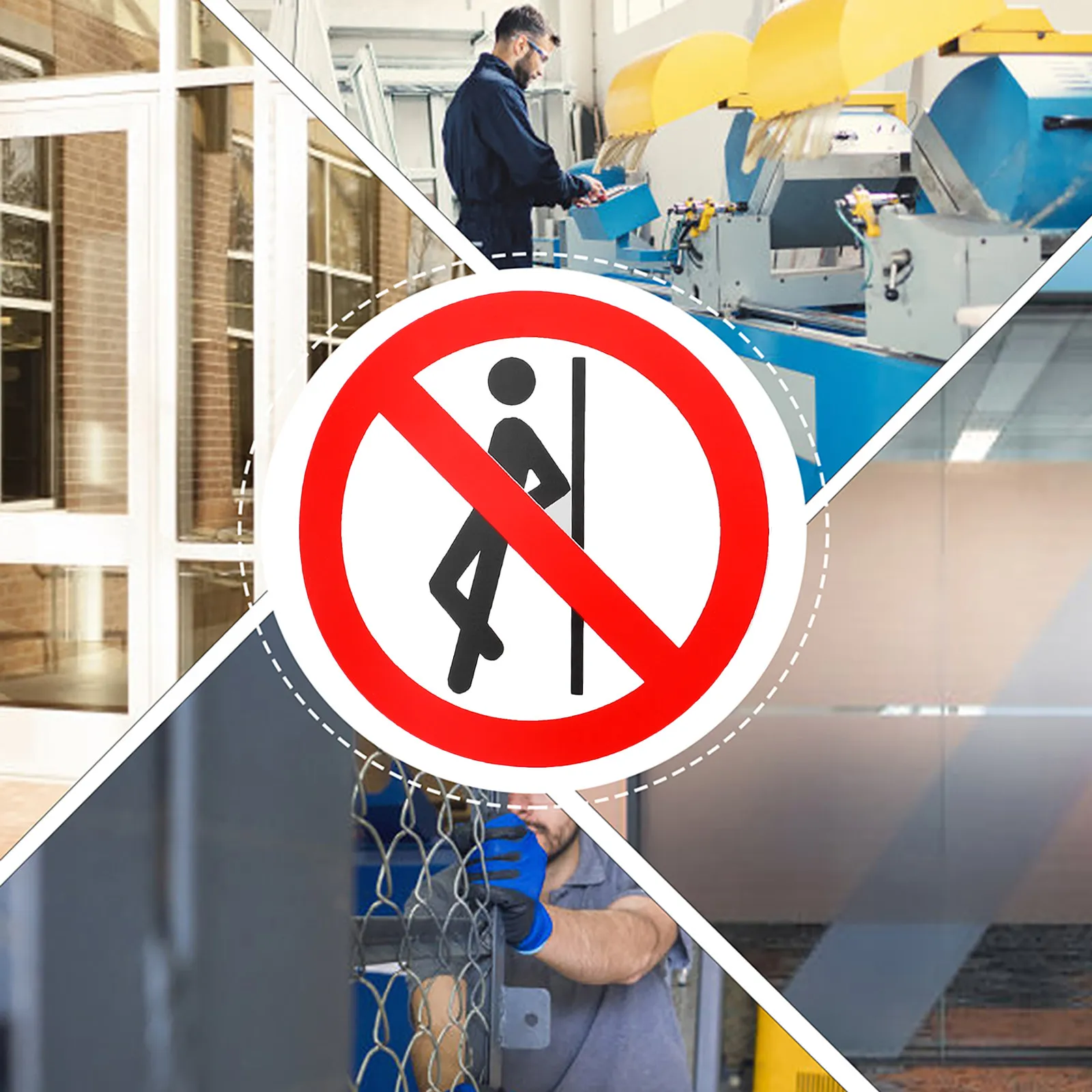 Picture 5: 5Pcs No Leaning Sign Stickers Safety Warning Decals Self Adhesive Removable Warning Stickers for Factory Security