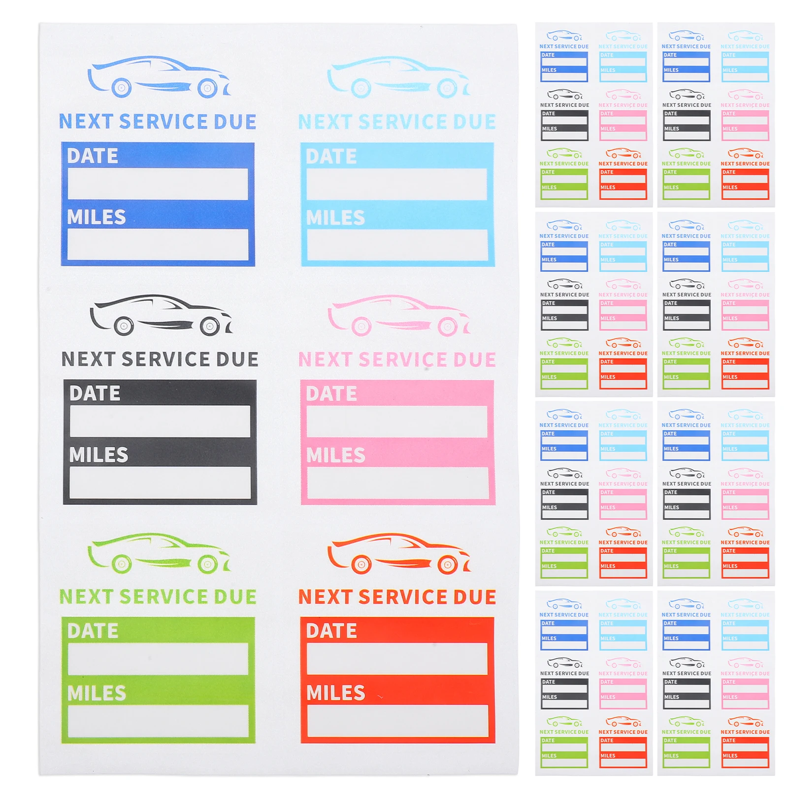 

10 Sheets Service Expiration Stickers Pet Material Waterproof Writable Surface Oil Change Reminders Versatile Application Static