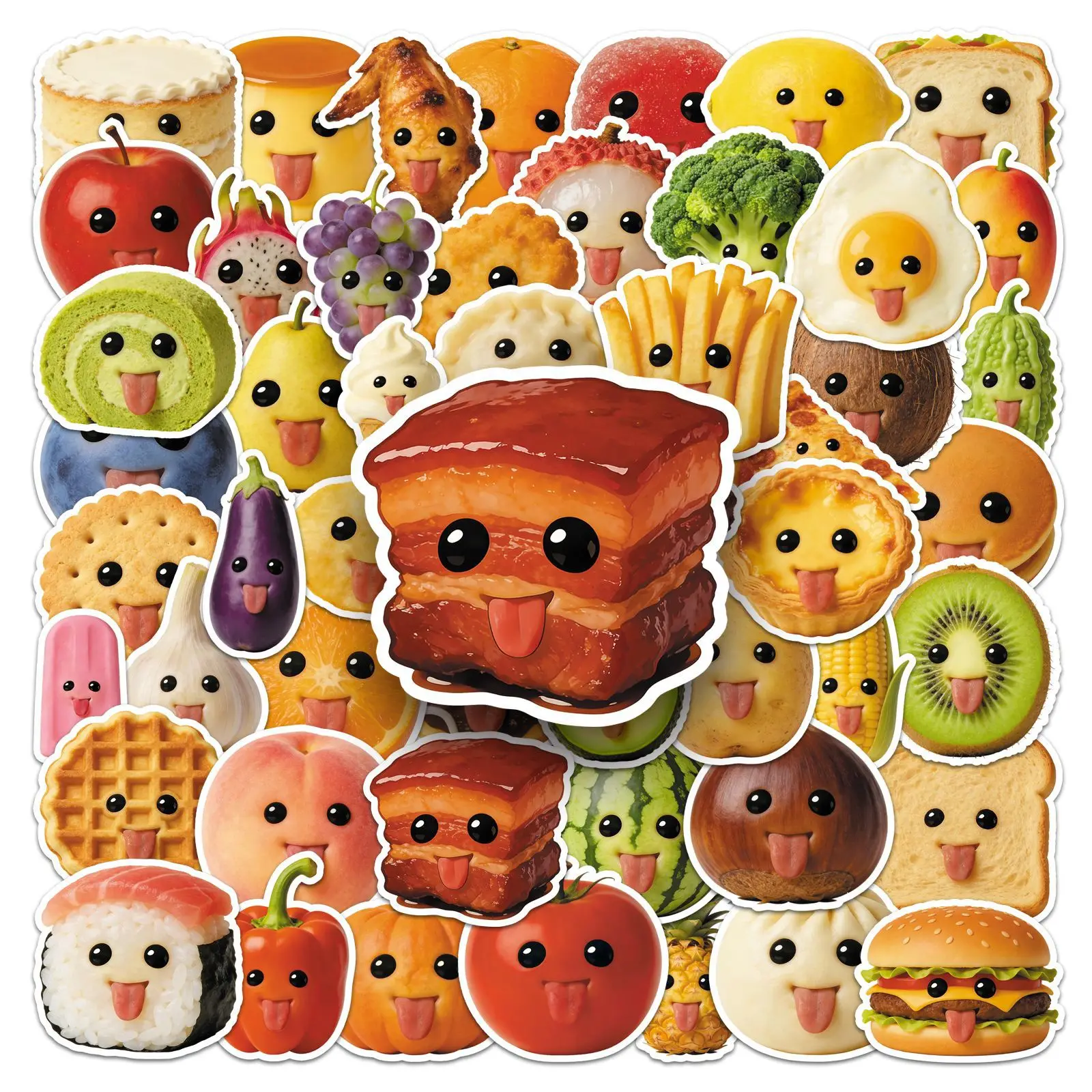

10/60PCS Abstract Food Fruits and Vegetables Funny Meme Graffiti Stickers Cartoon Personality Decoration Scooter Decal Toy