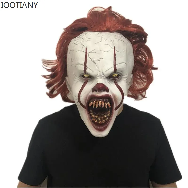 Disfraz de payaso terrorífico para Cosplay, máscara de cara completa de película de terror y tv, accesorios para carnaval, fiesta de disfraces, 2023