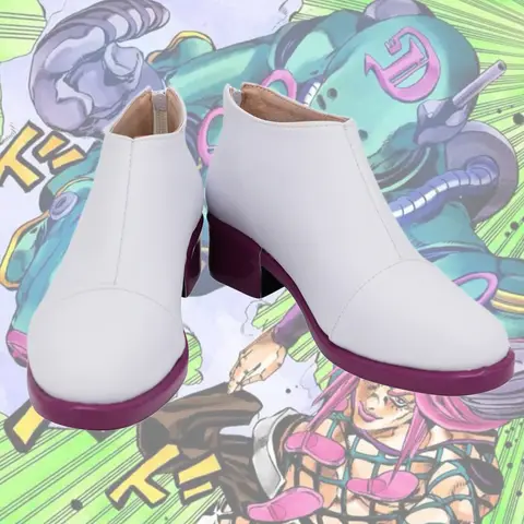 JOJO Anasui Scarpe Bianche Cosplay Le Bizzarre Avventure di JoJo Narciso Anasui Stivali Cosplay Scarpe di Cuoio Su Misura