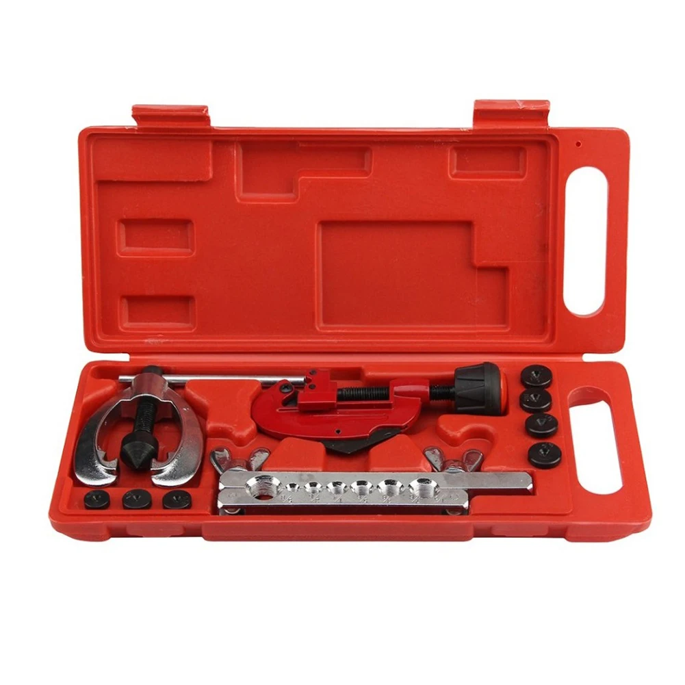 Double Flaring Tool Kit For 3/16-5/8 7 Dies Automotive Line Tubing Cutter Remear For Cutting And Flaring