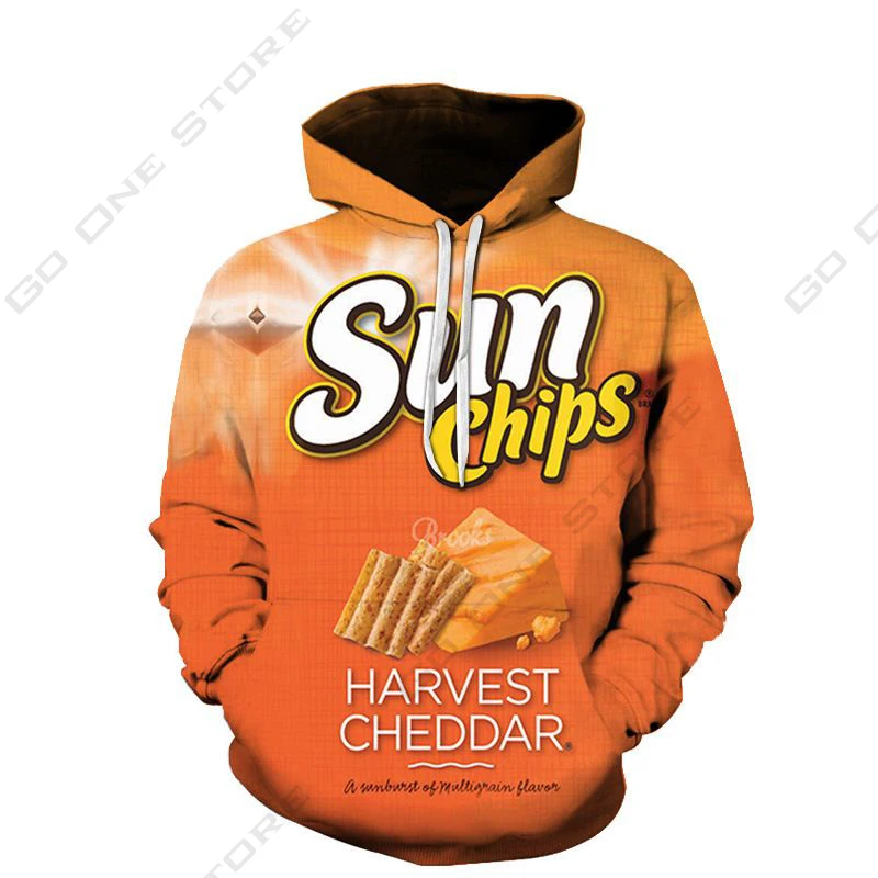 Boys Sweatshirt Cheetos Fries Long Sleeve Sweatshirt 3D Street Hip Hop Jacket Vintage Casual Hoodie Gothic Men\'s Tops