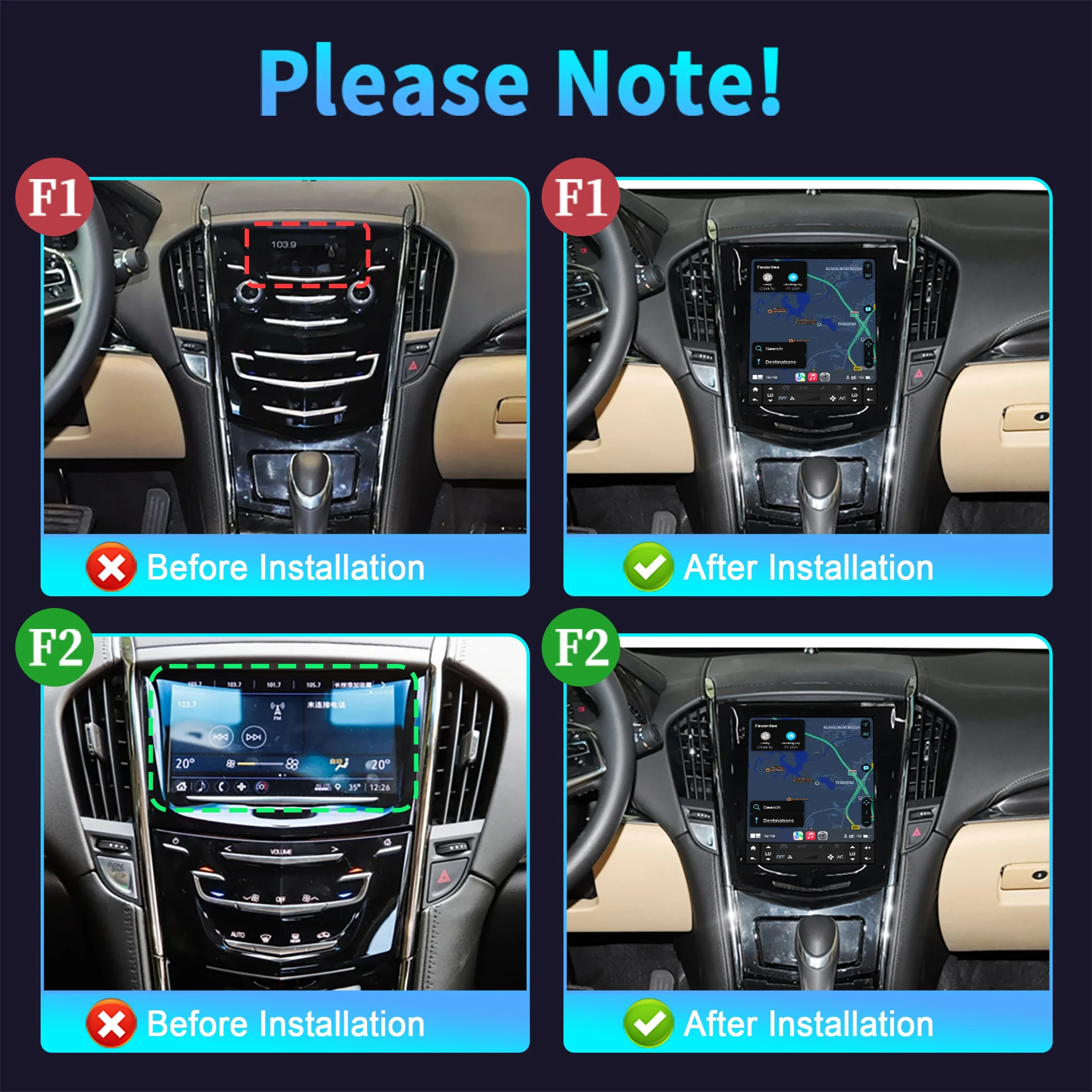 9.7inch Android 14 For Cadillac Ats Xts Cts Srx 2013-2018 Car Radio Multimedia Navigation 4G GPS Wireless Carplay Screen Stereo