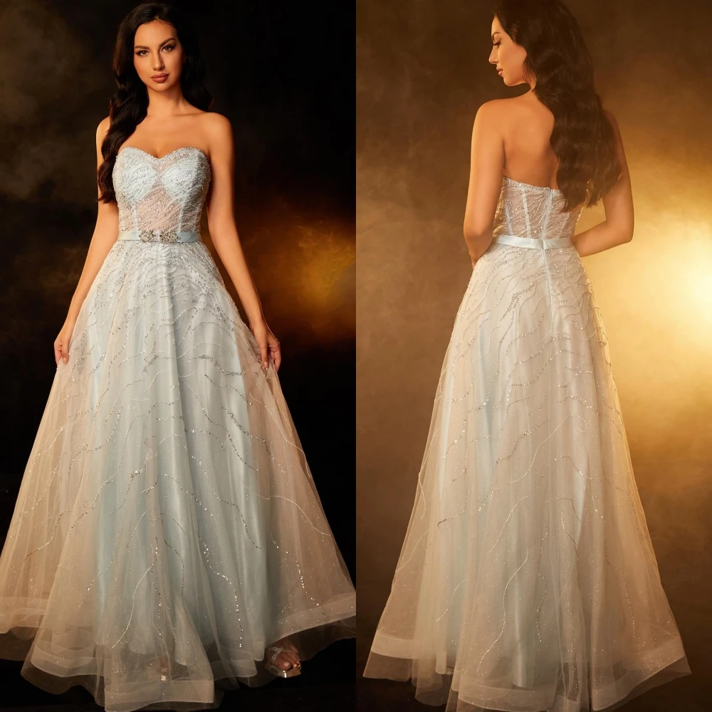 

Jiayigong Exquisite Prom High Quality Strapless A-line es Paillette Organza Custom