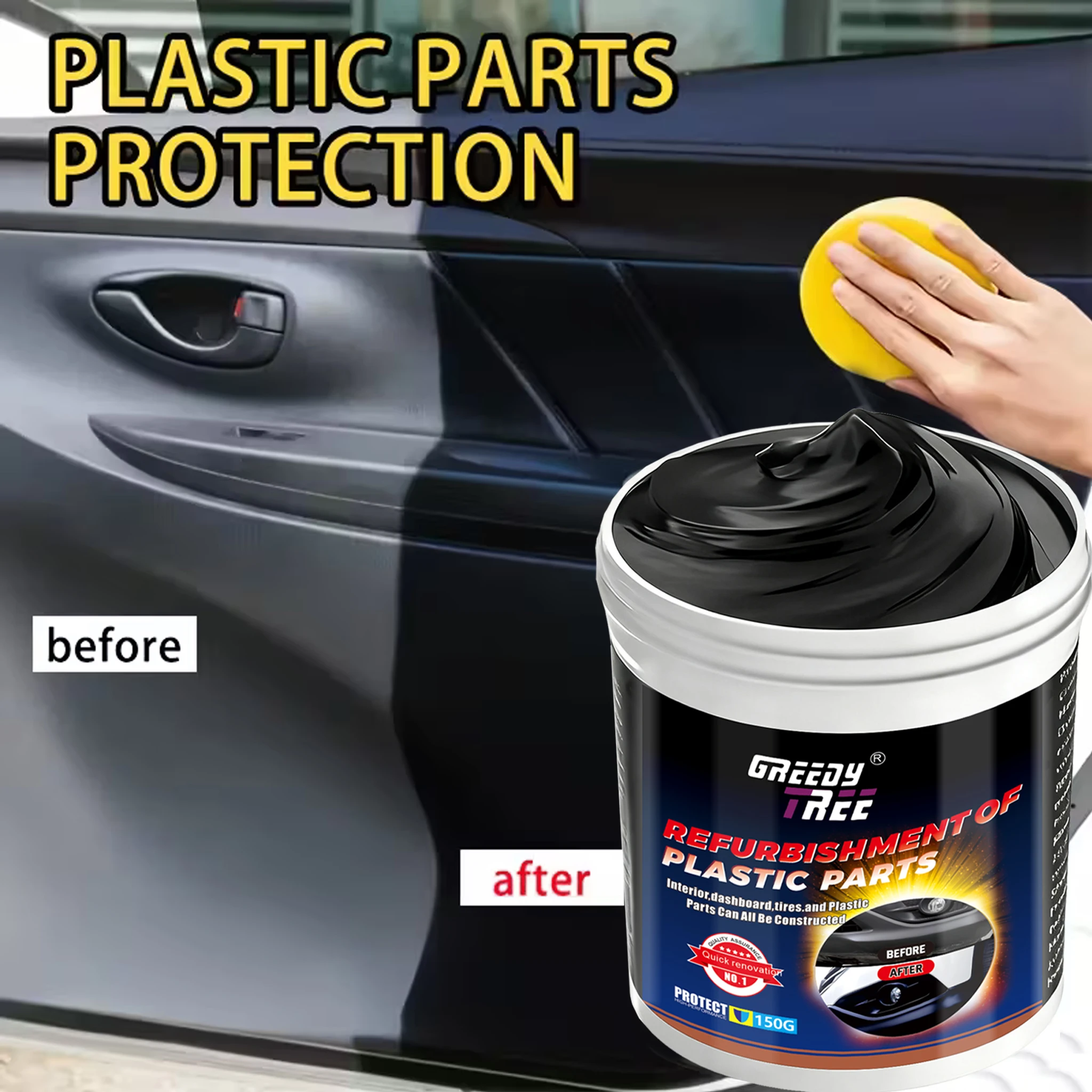 Plastic Restorer Cream - Deep Black Shine for Faded Tires, Rubber & Plastic Parts | Restore Color, Repair Cracks, Prevent Aging