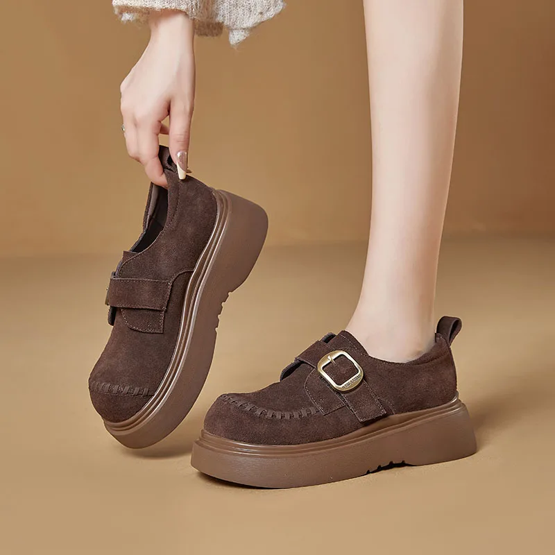 Новые женские лоферы на платформе Maillard, замшевые кожаные туфли на толстой подошве, модная удобная повседневная обувь для женщин, Zapatos Mujer