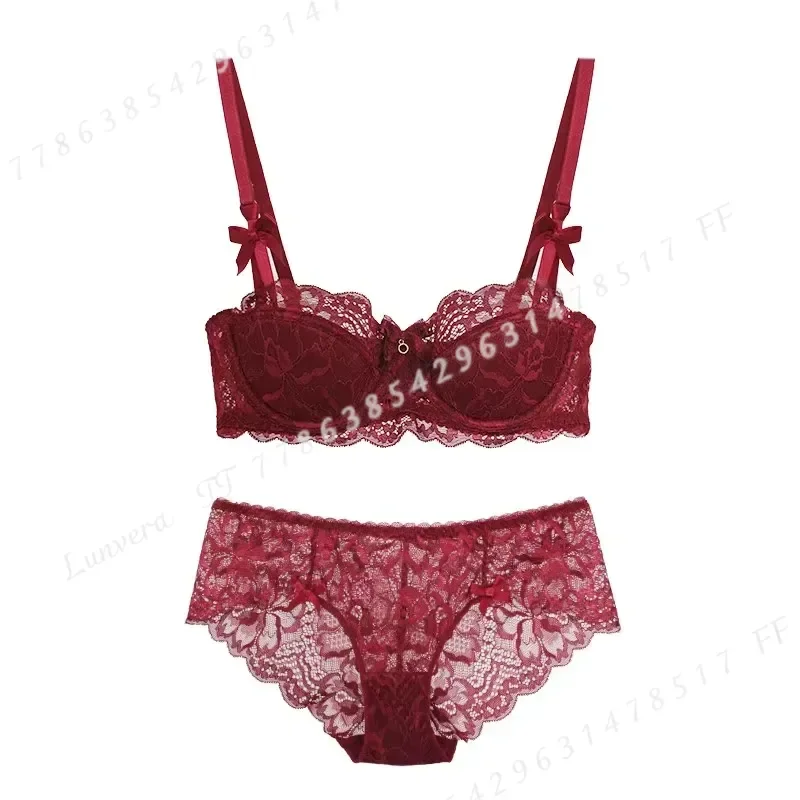 European French Style Lace Bralette Set AB Cup Wireless Push Up Comfortable Bow Design for Small Bust or Plus Size Chubby