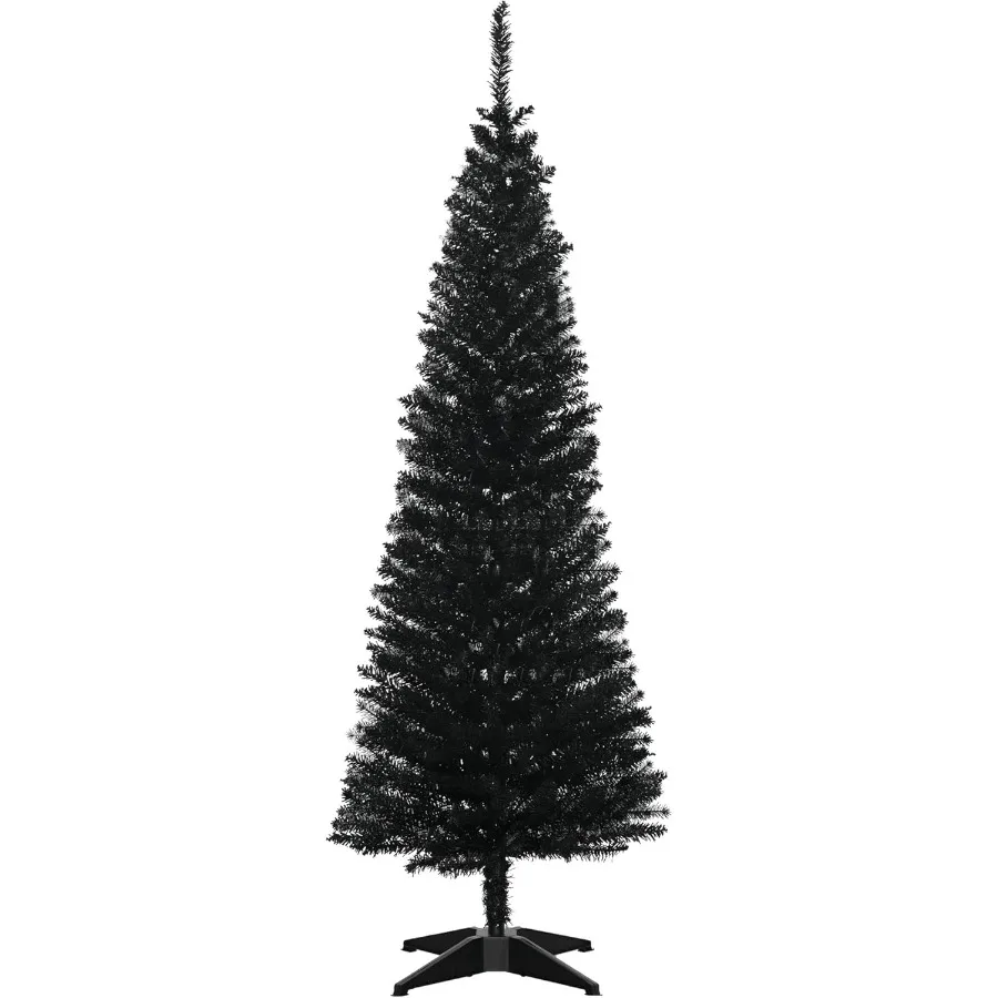 

Рождественская елка с искусственным карандашом, 5 футов, тонкая рождественская елка с реалистичными наконечниками для ветвей 294 и пластиковой подставкой, черная