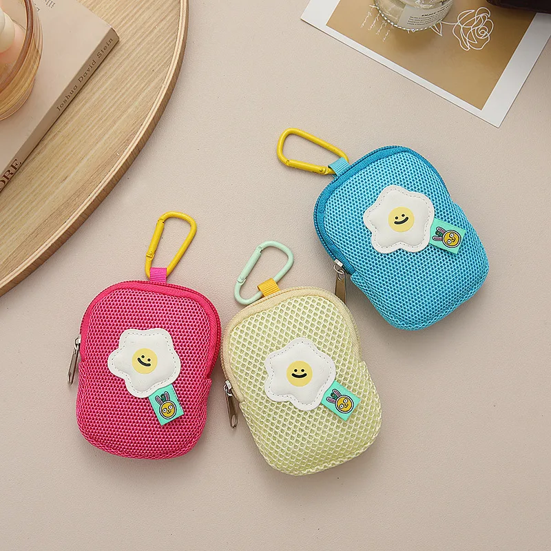 New Mesh Flower Keychain Wallet - Cute Mini Pouch for Earphones & Keys, Multi-Functional Small Purse