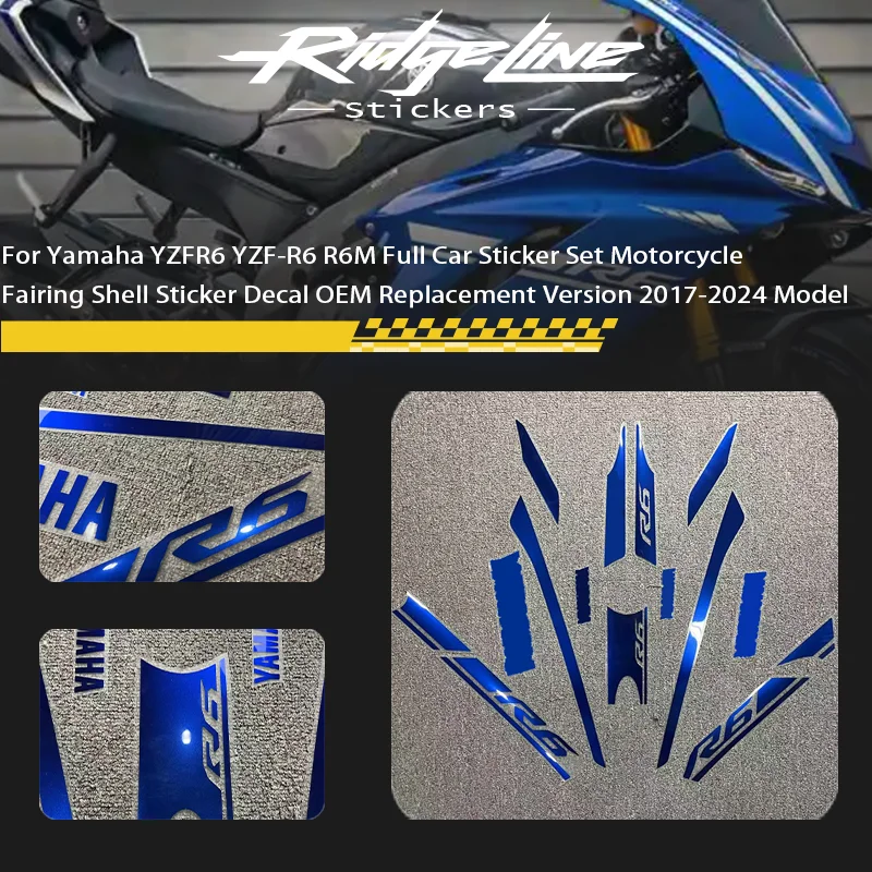 

For Yamaha YZFR6 YZF-R6 R6M Full Car Sticker Set Motorcycle Fairing Shell Sticker Decal OEM Replacement Version 2017-2024 Model